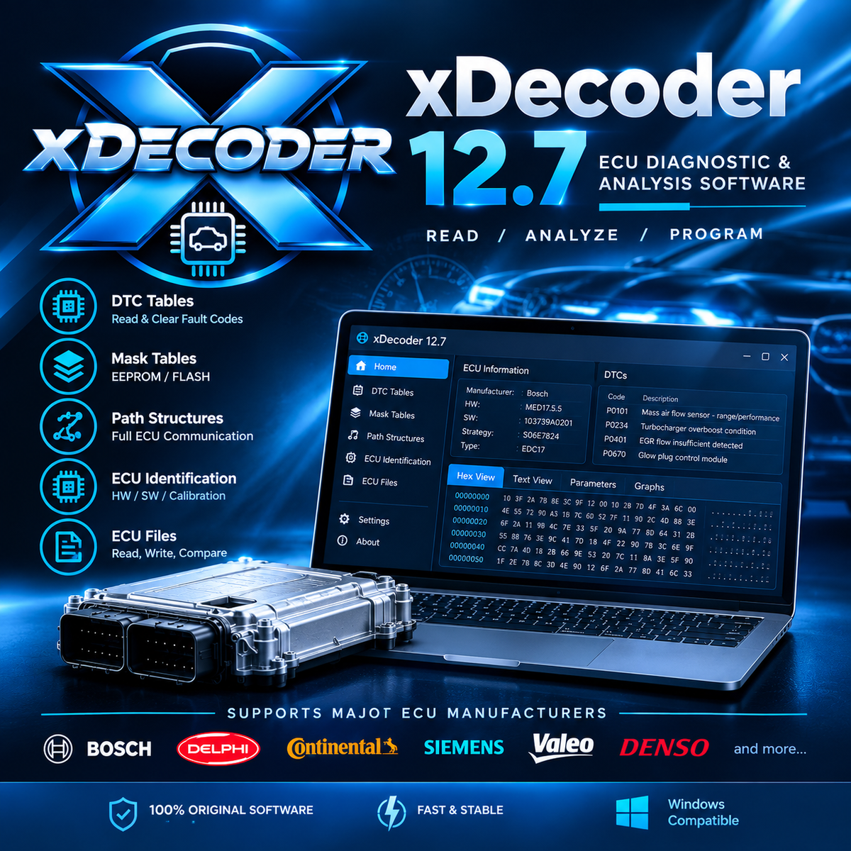 xDecoder 12.7 DTC OFF software interface – EGR DPF AdBlue deactivation